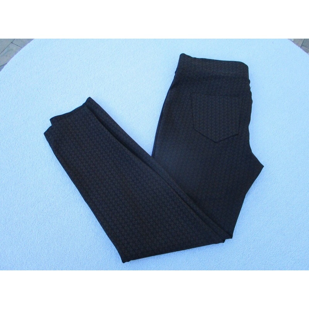 Liverpool Pull On Knit Pants Sz 10/30 Leggings Brown and Black Pattern Mid Rise